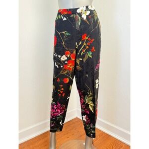 Escada Dark Floral High Waist Ankle Length Slim Leg Trousers